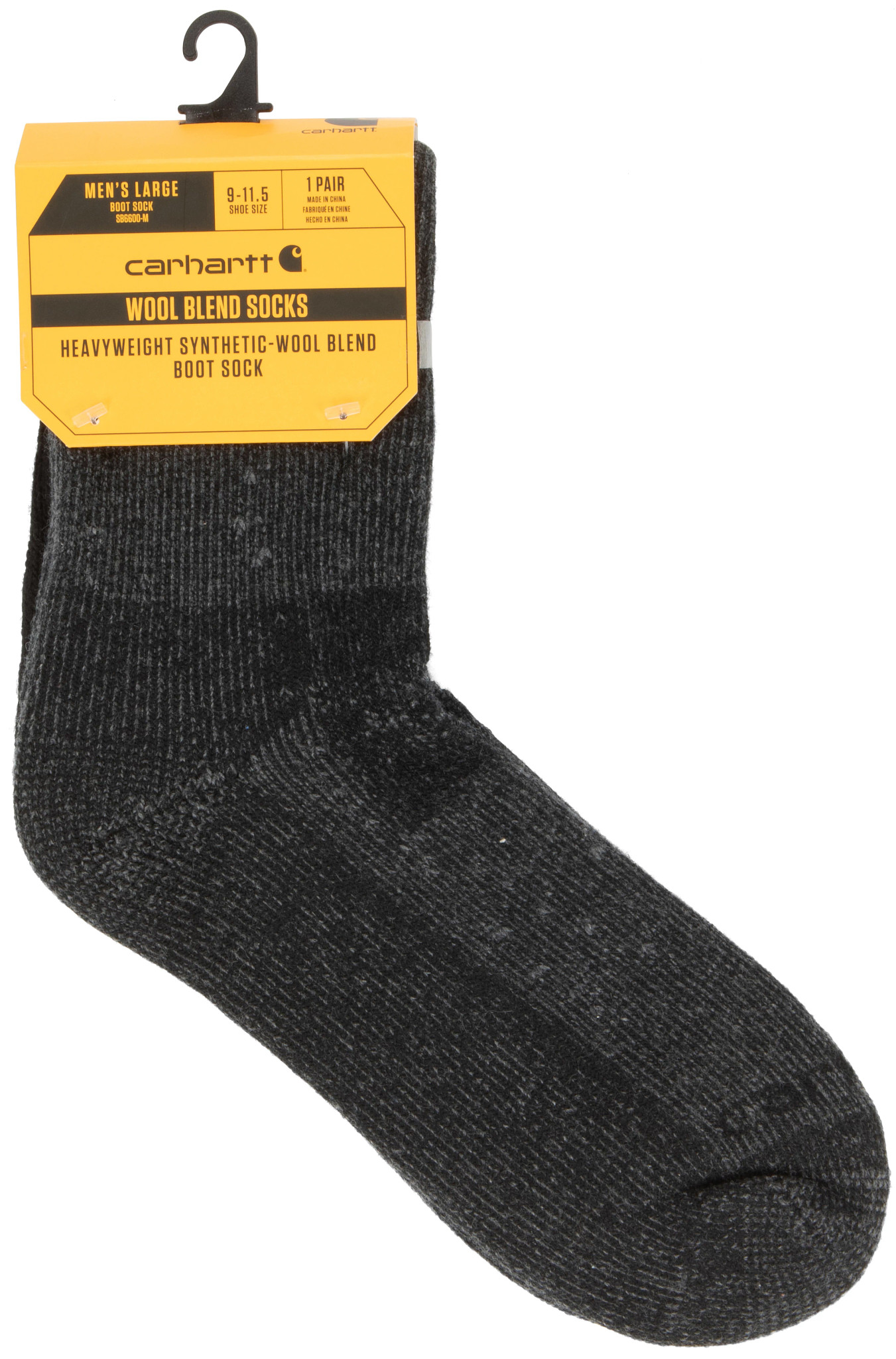 Men's Carhartt Heavyweight Synthetic-Wool Blend Boot Socks shown in Black (Black)